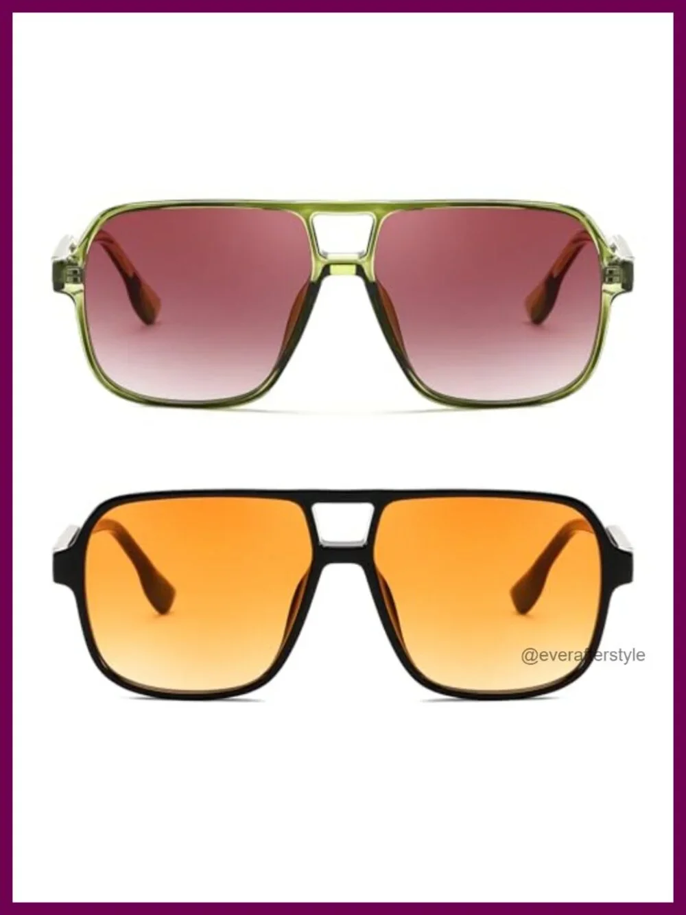 Retro Square Aviator Sunglasses Women Men 70s Vintage Plastic Frame UV400